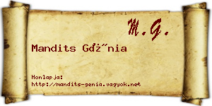 Mandits Génia névjegykártya